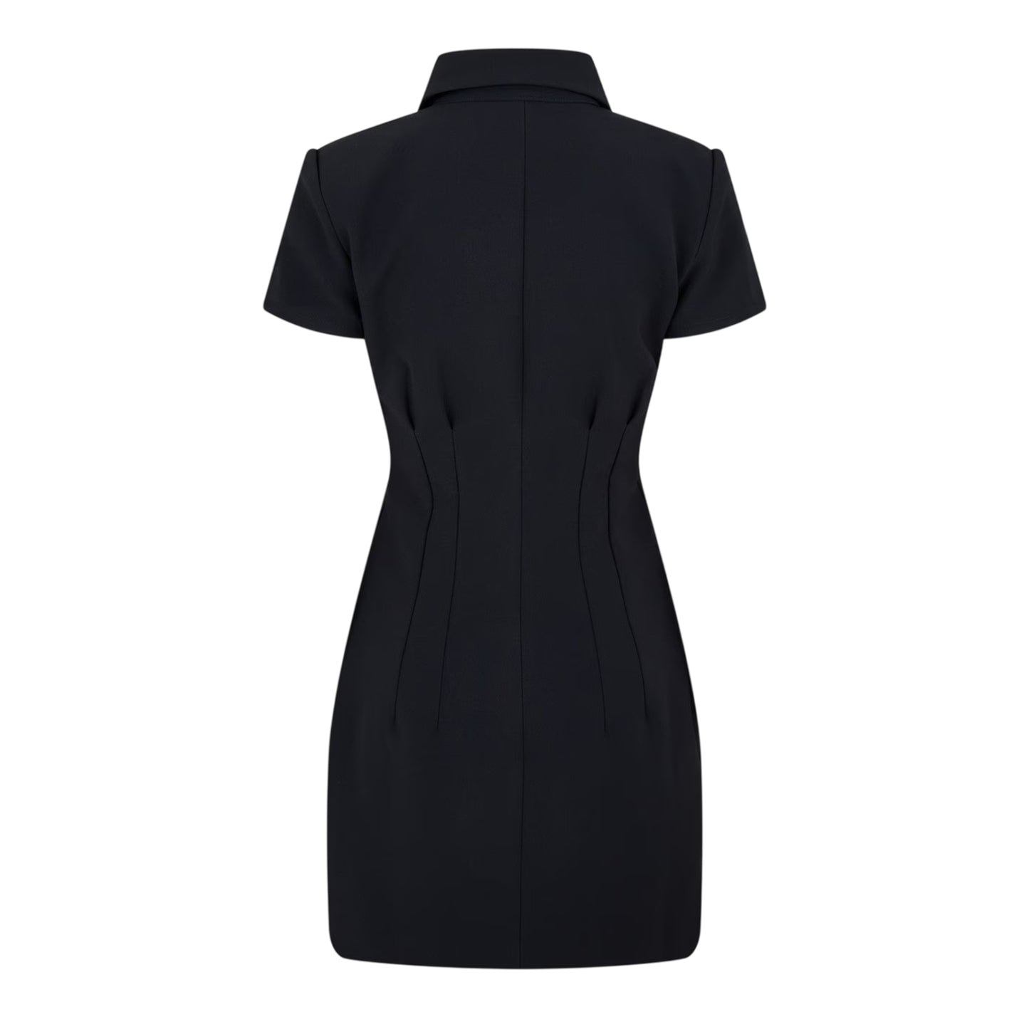 Navy - Back - Muse Womens-Ladies Button Slim Mini Dress