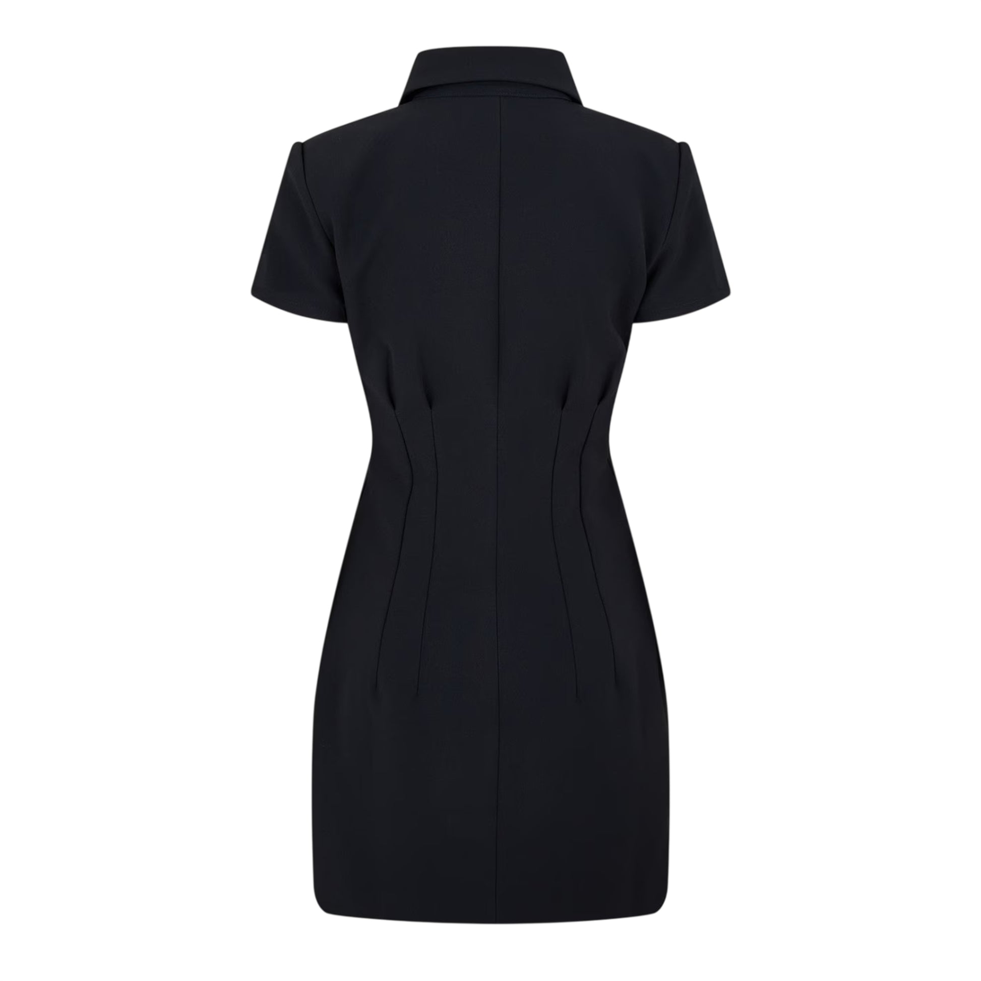 Navy - Back - Muse Womens-Ladies Button Slim Mini Dress