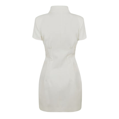 White - Back - Muse Womens-Ladies Button Slim Mini Dress