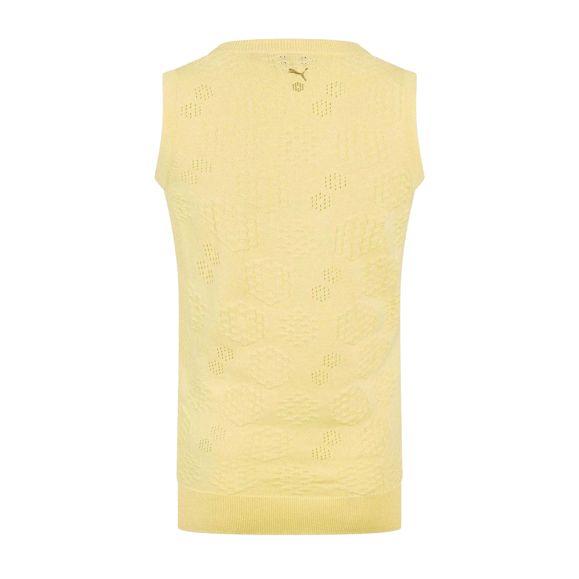 Yellow - Back - Puma Womens-Ladies Embroidered Logo Knitted Sleeveless Vest Top