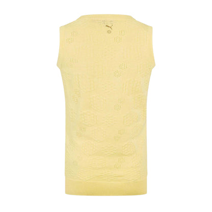 Yellow - Back - Puma Womens-Ladies Embroidered Logo Knitted Sleeveless Vest Top