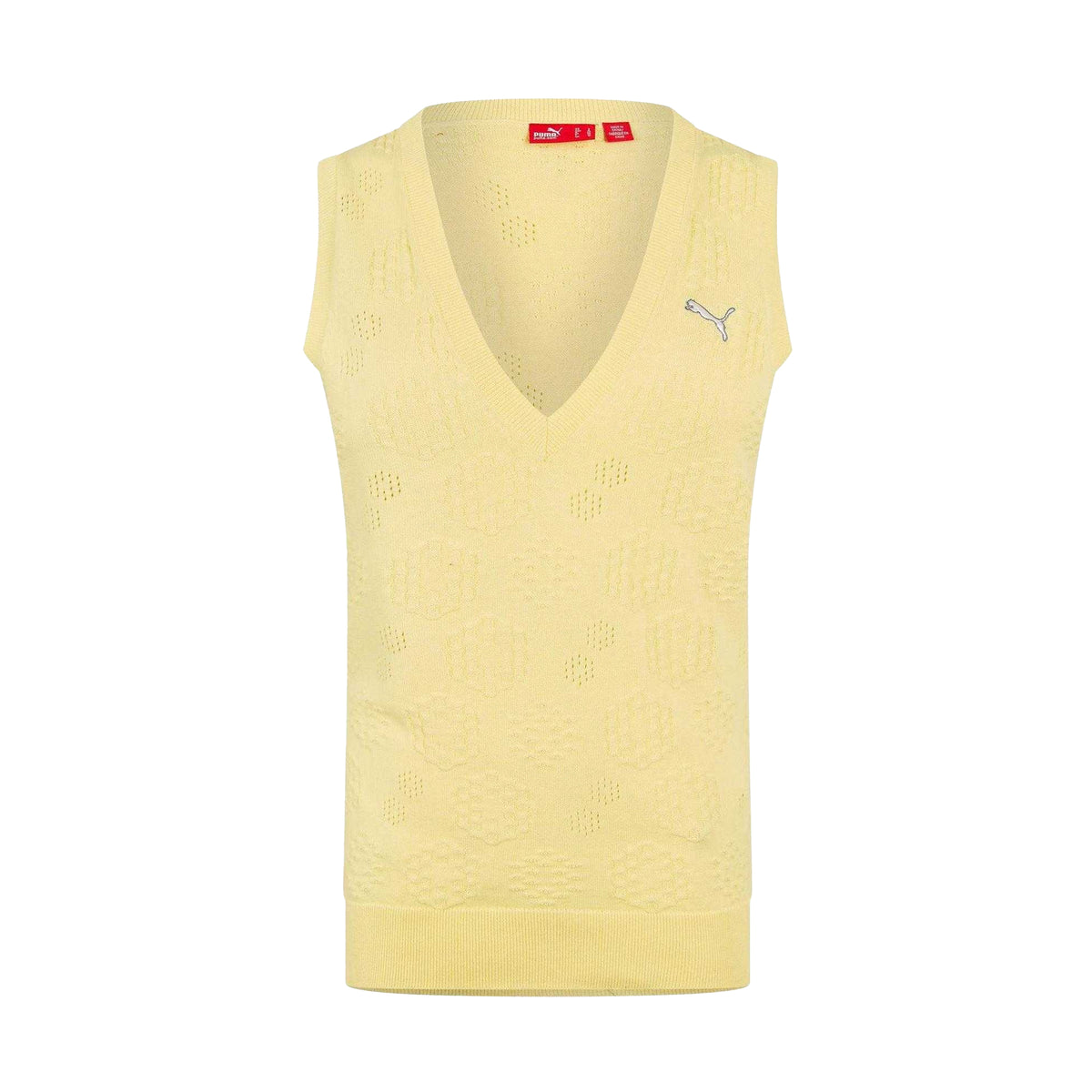 Yellow - Front - Puma Womens-Ladies Embroidered Logo Knitted Sleeveless Vest Top