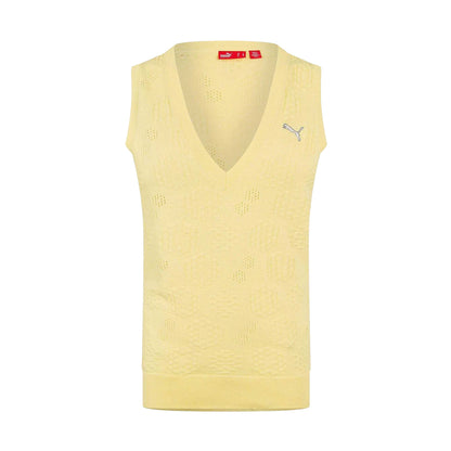 Yellow - Front - Puma Womens-Ladies Embroidered Logo Knitted Sleeveless Vest Top