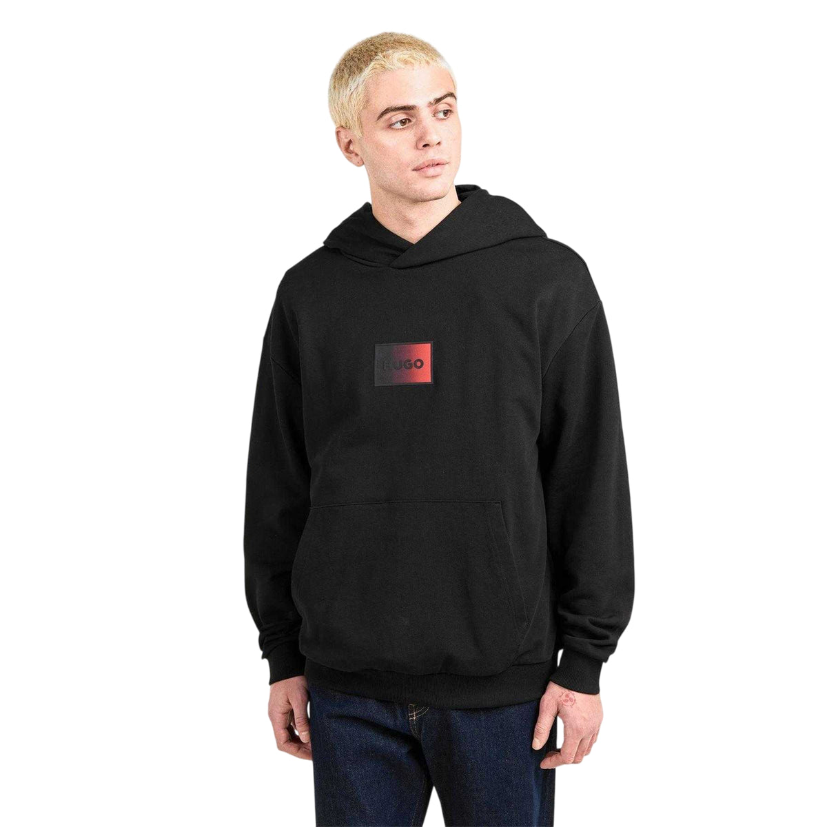 Black - Side - Hugo Mens Danohood Drop Sleeve Hoodie