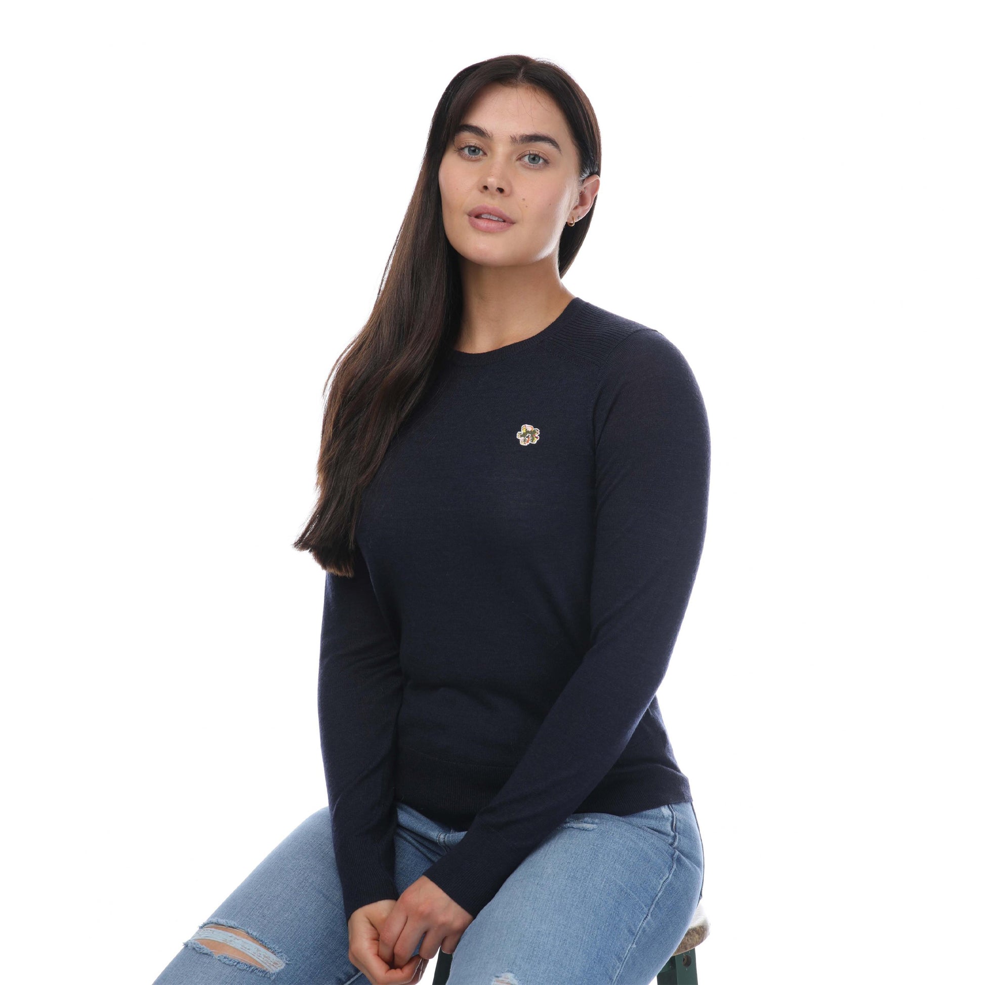 Navy - Lifestyle - Ted Baker Womens-Ladies Averiii Merino Wool Crew Neck Jumper