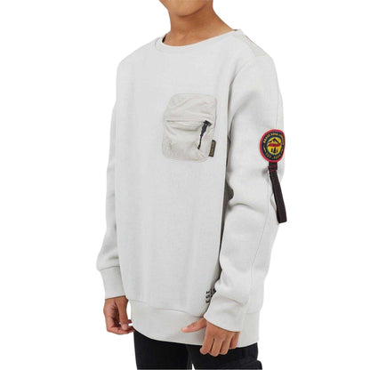 Light Grey - Front - Brave Soul Boys Chest Pocket Sweatshirt