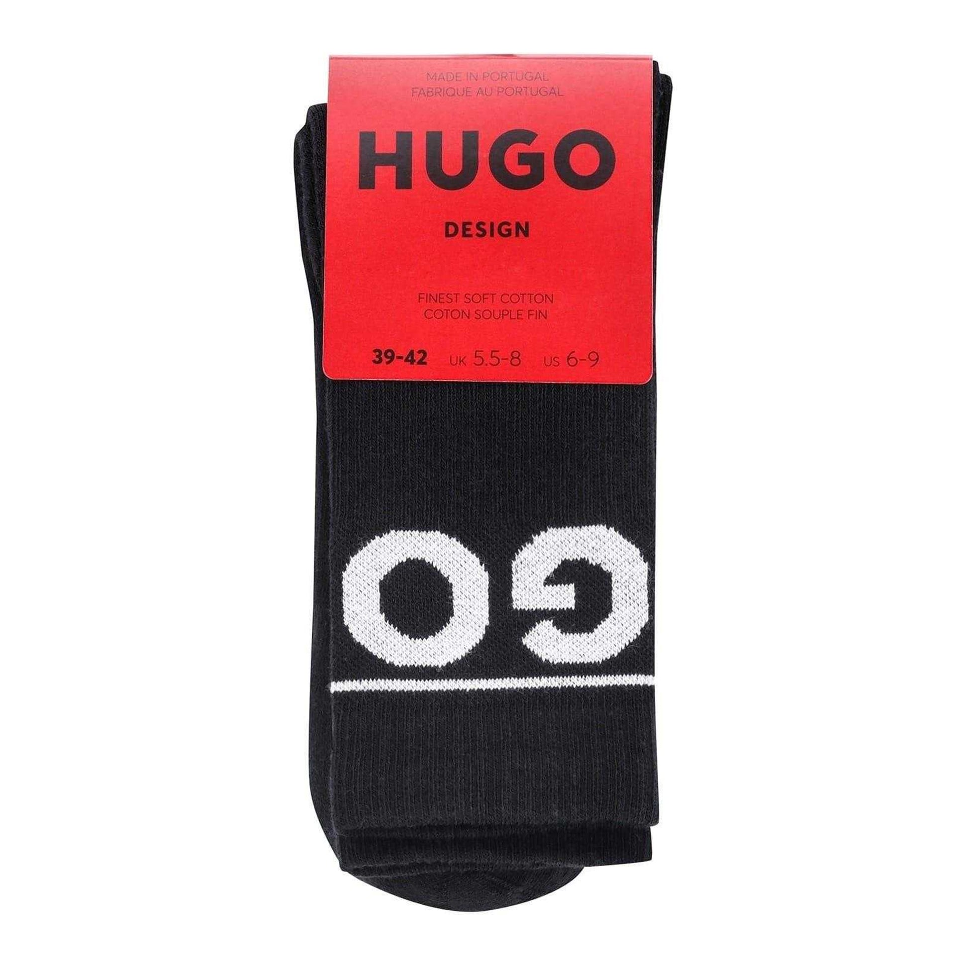 Black - Back - Hugo Unisex Adult Iconic Crew Socks (Pack of 2)