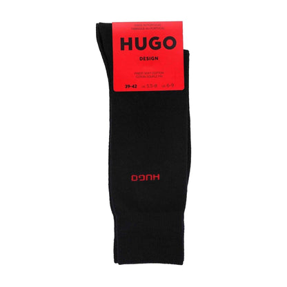 Black - Back - Hugo Unisex Adult Logo Crew Socks (Pack of 2)
