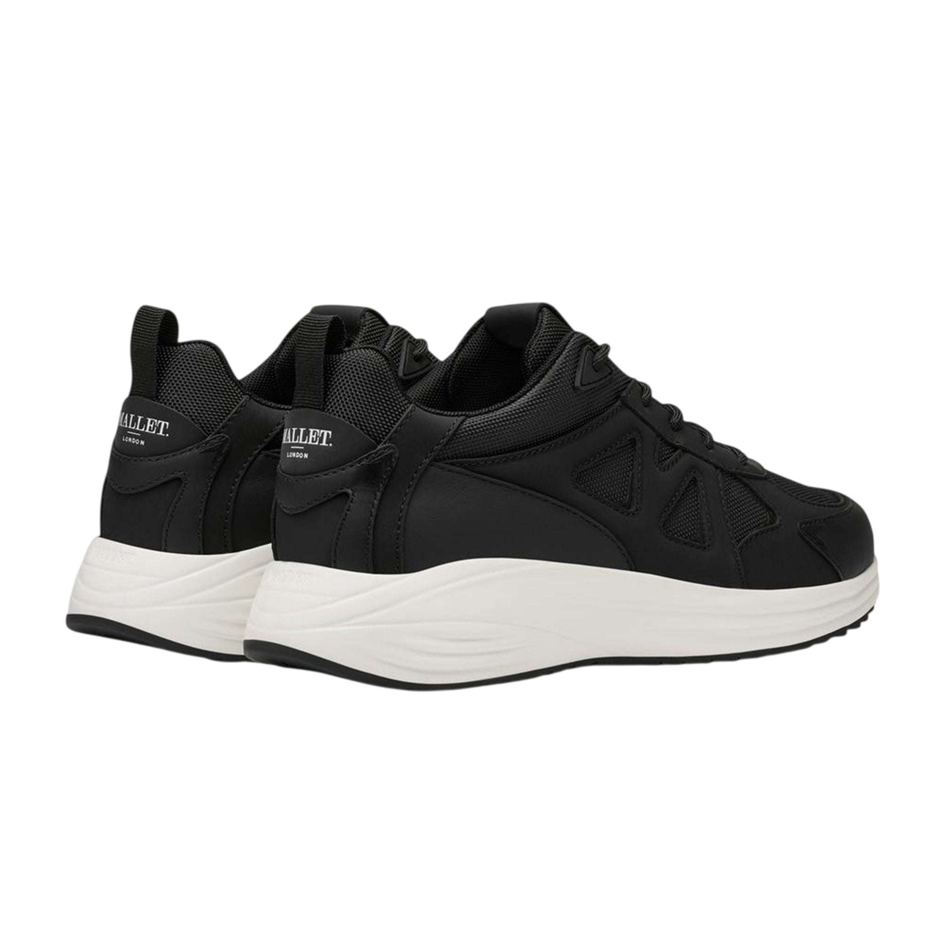 Black - Back - Mallet Mens Angel Leather Trainers