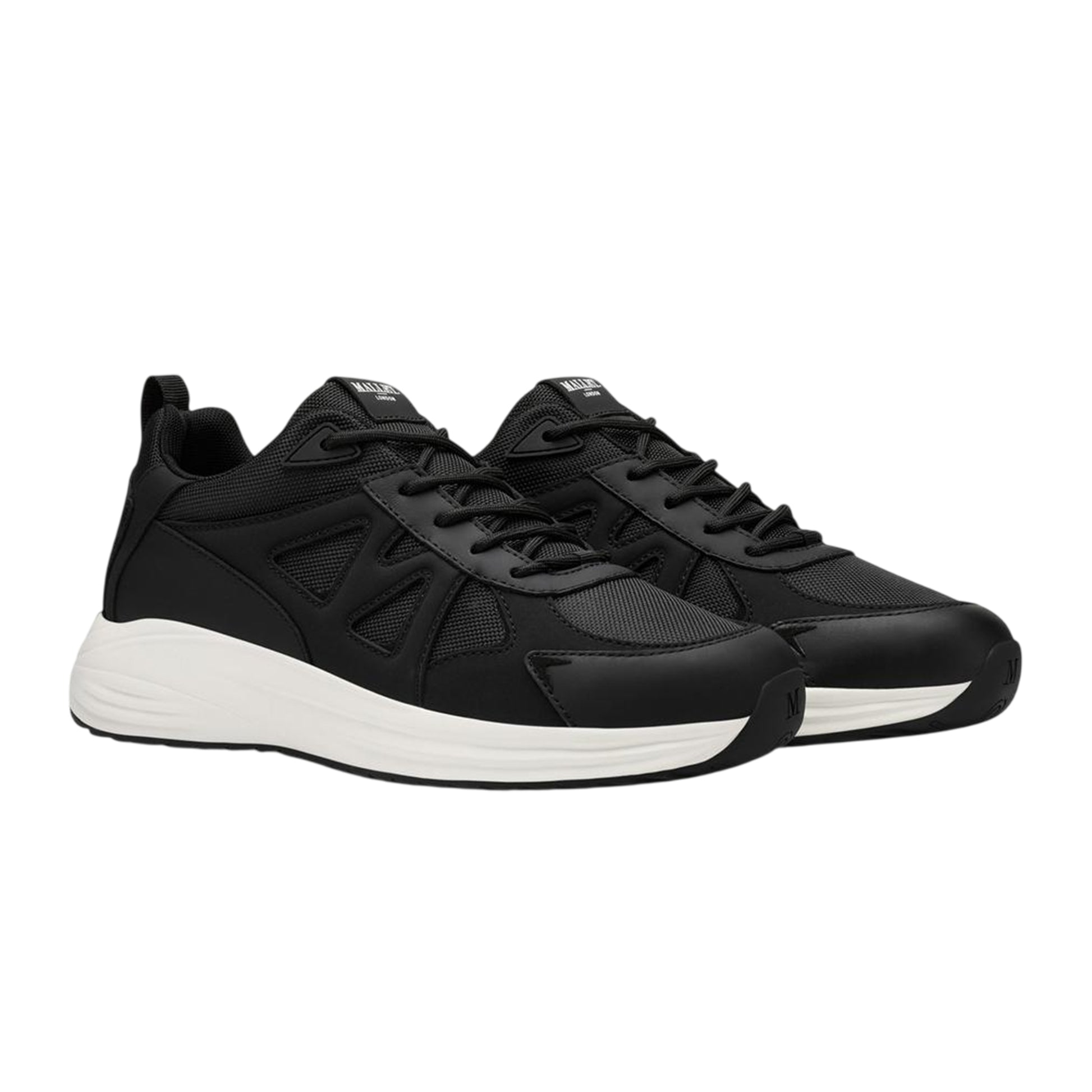 Black - Side - Mallet Mens Angel Leather Trainers