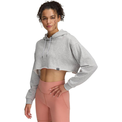 Grey - Front - Under Armour Womens-Ladies Drawstring Hoodie