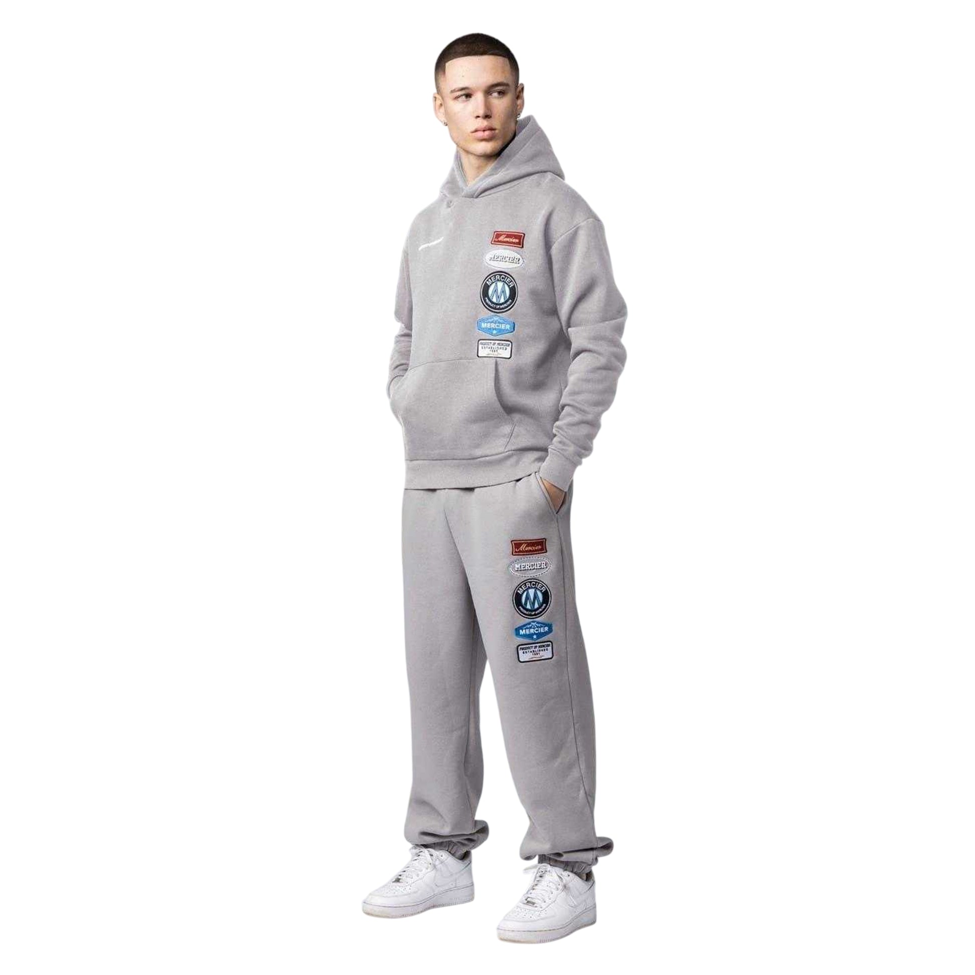 Grey - Side - Mercier Unisex Adult Drop Sleeve Hoodie
