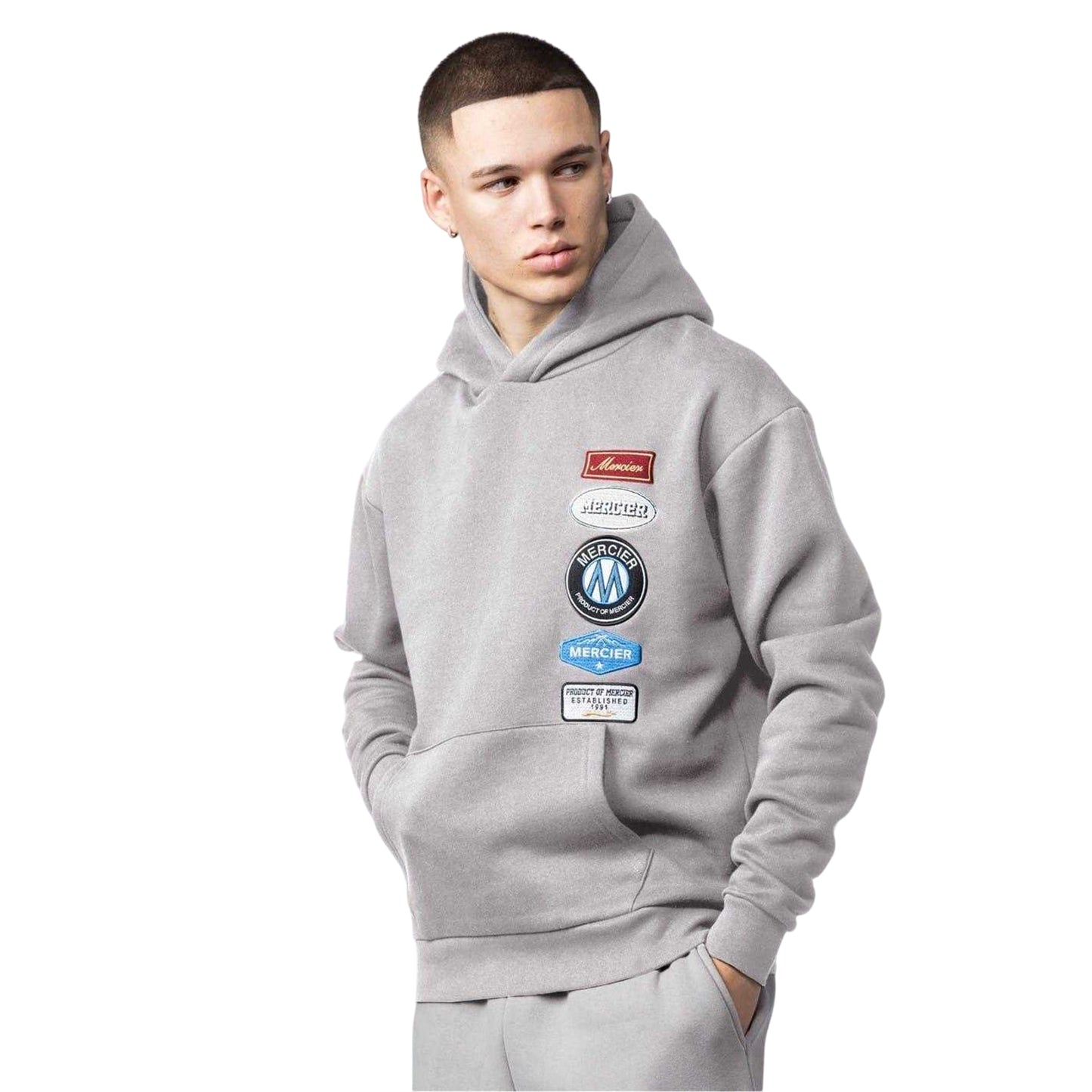 Grey - Front - Mercier Unisex Adult Drop Sleeve Hoodie