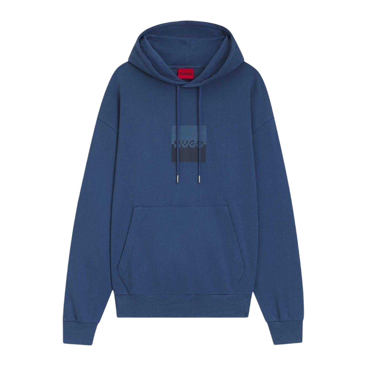 Medium Blue - Front - Hugo Mens Hooded Regular Drop Sleeve Hoodie