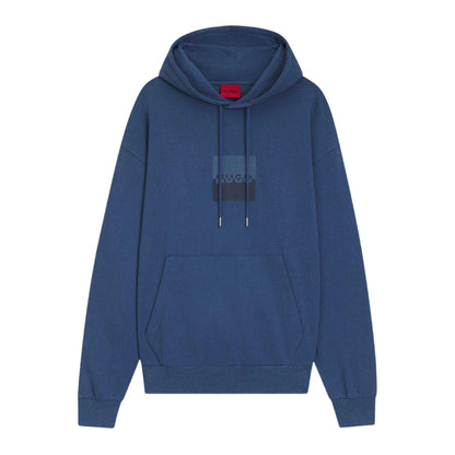 Medium Blue - Front - Hugo Mens Hooded Regular Drop Sleeve Hoodie