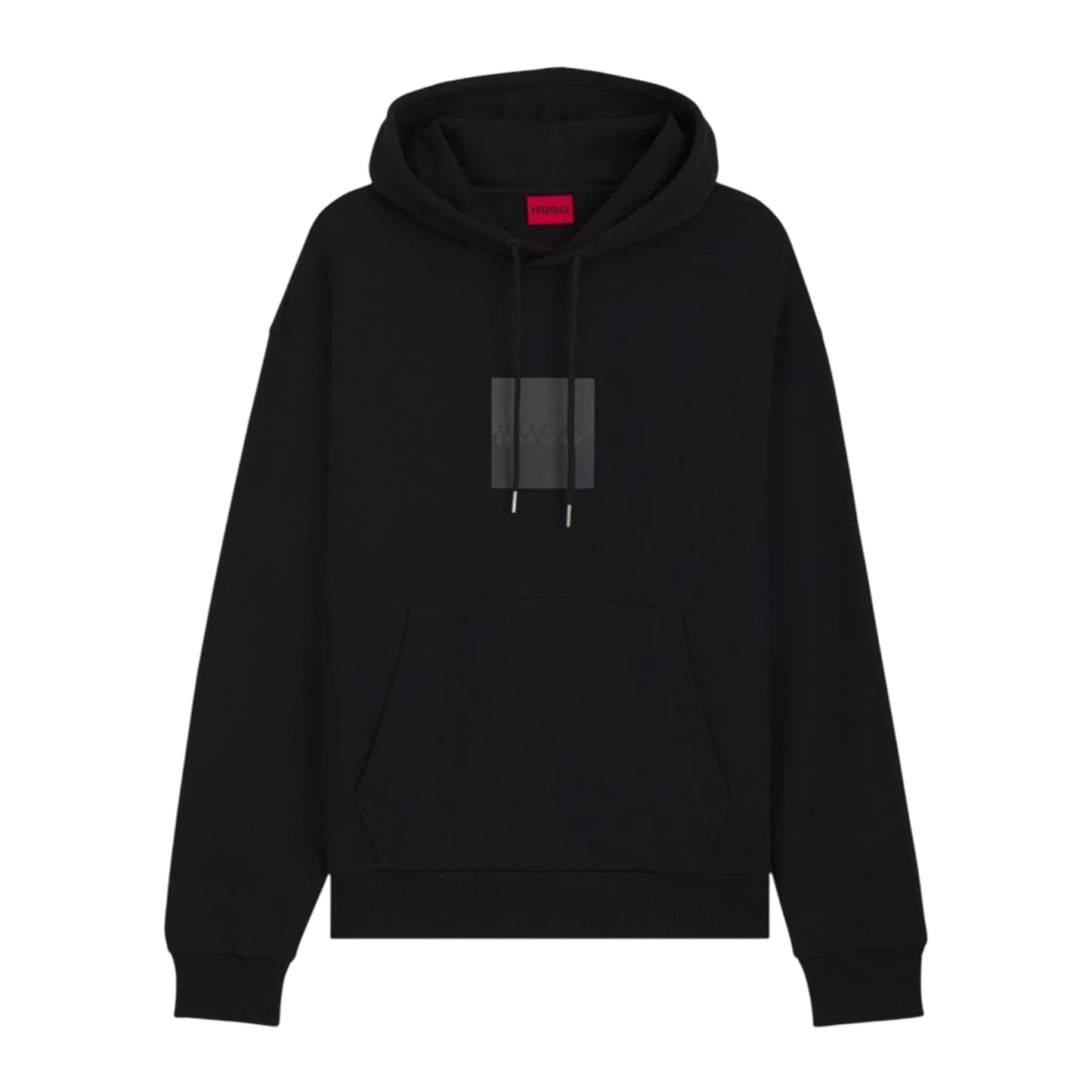Black - Front - Hugo Mens Hooded Regular Drop Sleeve Hoodie