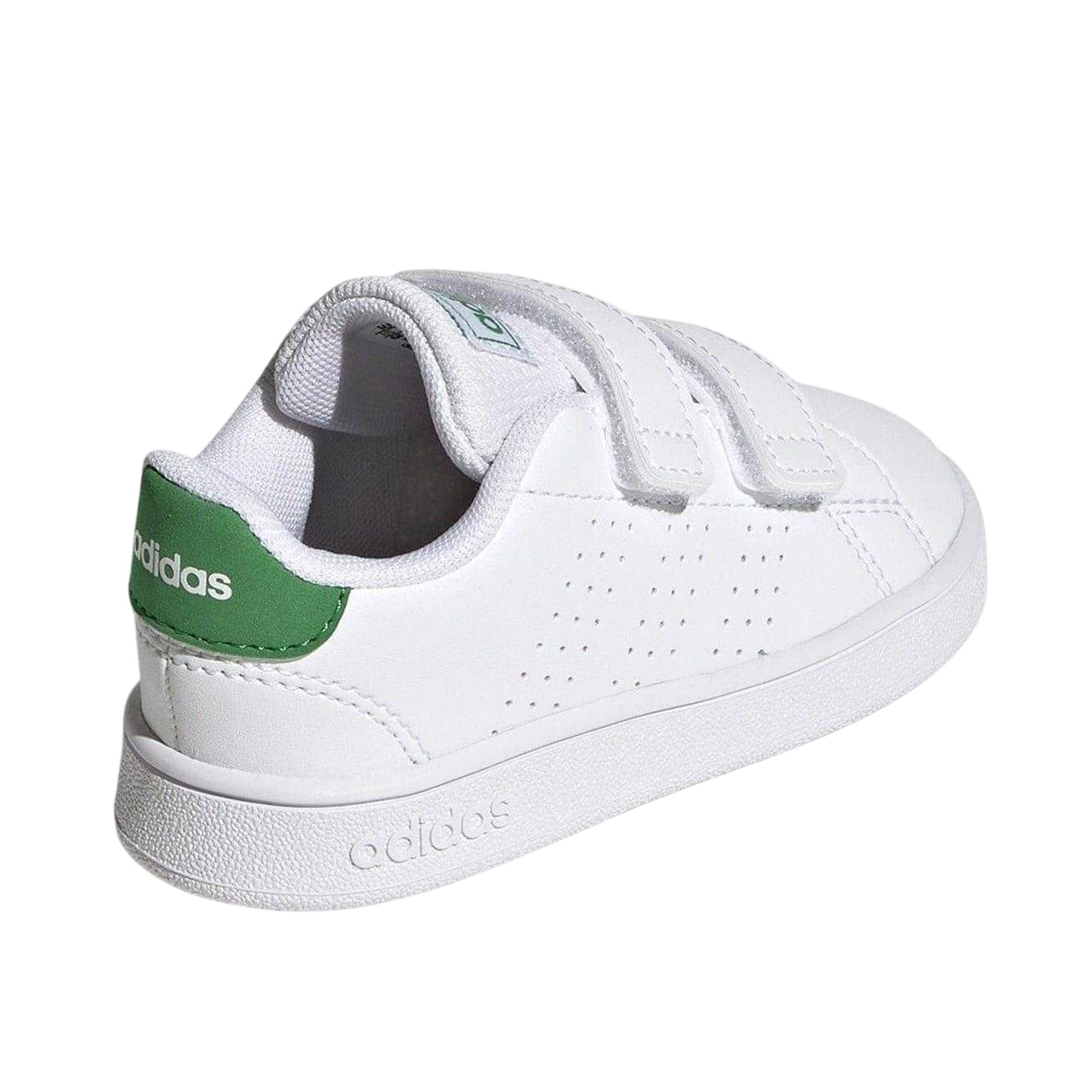 White-Green - Back - Adidas Childrens-Kids Advantage Court Lifestyle Flat Trainers