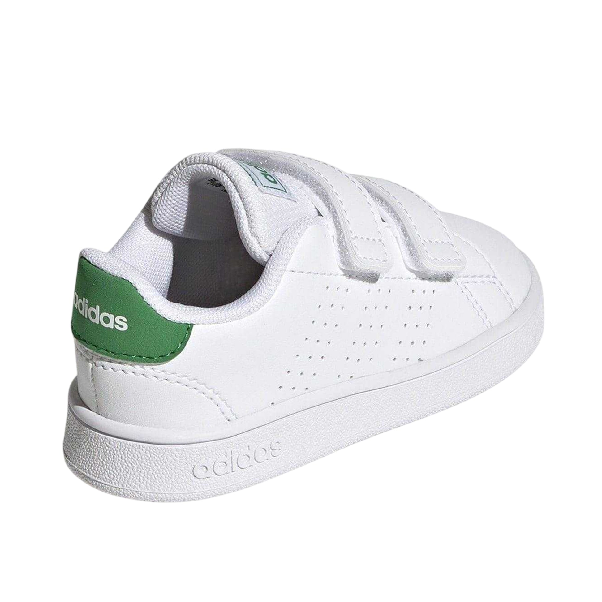 White-Green - Back - Adidas Childrens-Kids Advantage Court Lifestyle Flat Trainers