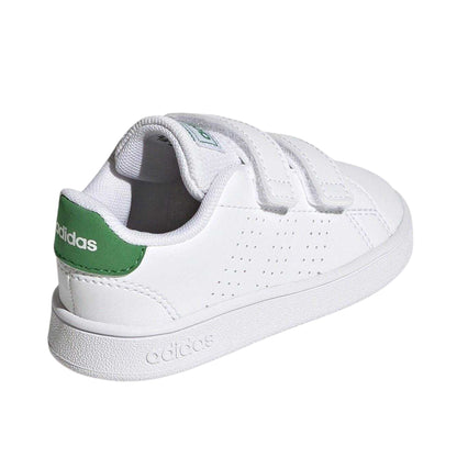 White-Green - Back - Adidas Childrens-Kids Advantage Court Lifestyle Flat Trainers