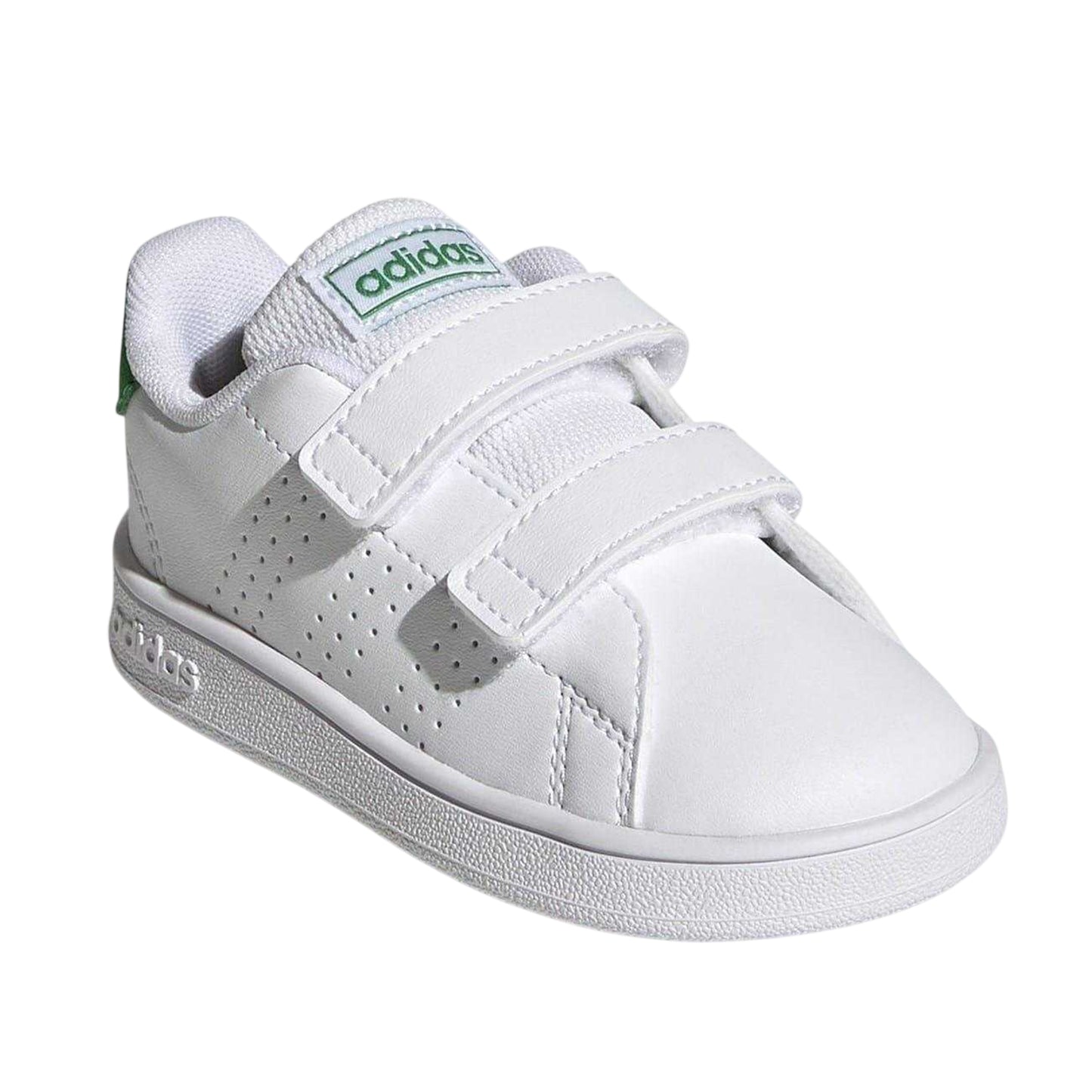 White-Green - Lifestyle - Adidas Childrens-Kids Advantage Court Lifestyle Flat Trainers