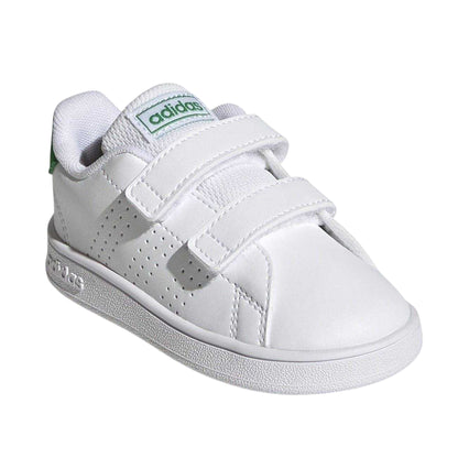 White-Green - Lifestyle - Adidas Childrens-Kids Advantage Court Lifestyle Flat Trainers