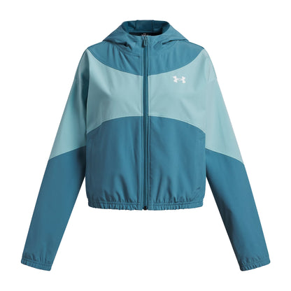 Blue-White - Front - Under Armour Girls Rival Woven Windbreaker