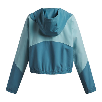 Blue-White - Back - Under Armour Girls Rival Woven Windbreaker
