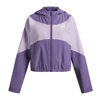 Purple-White - Front - Under Armour Girls Rival Woven Windbreaker
