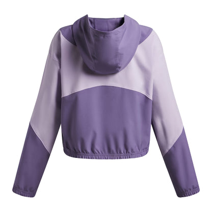 Purple-White - Back - Under Armour Girls Rival Woven Windbreaker