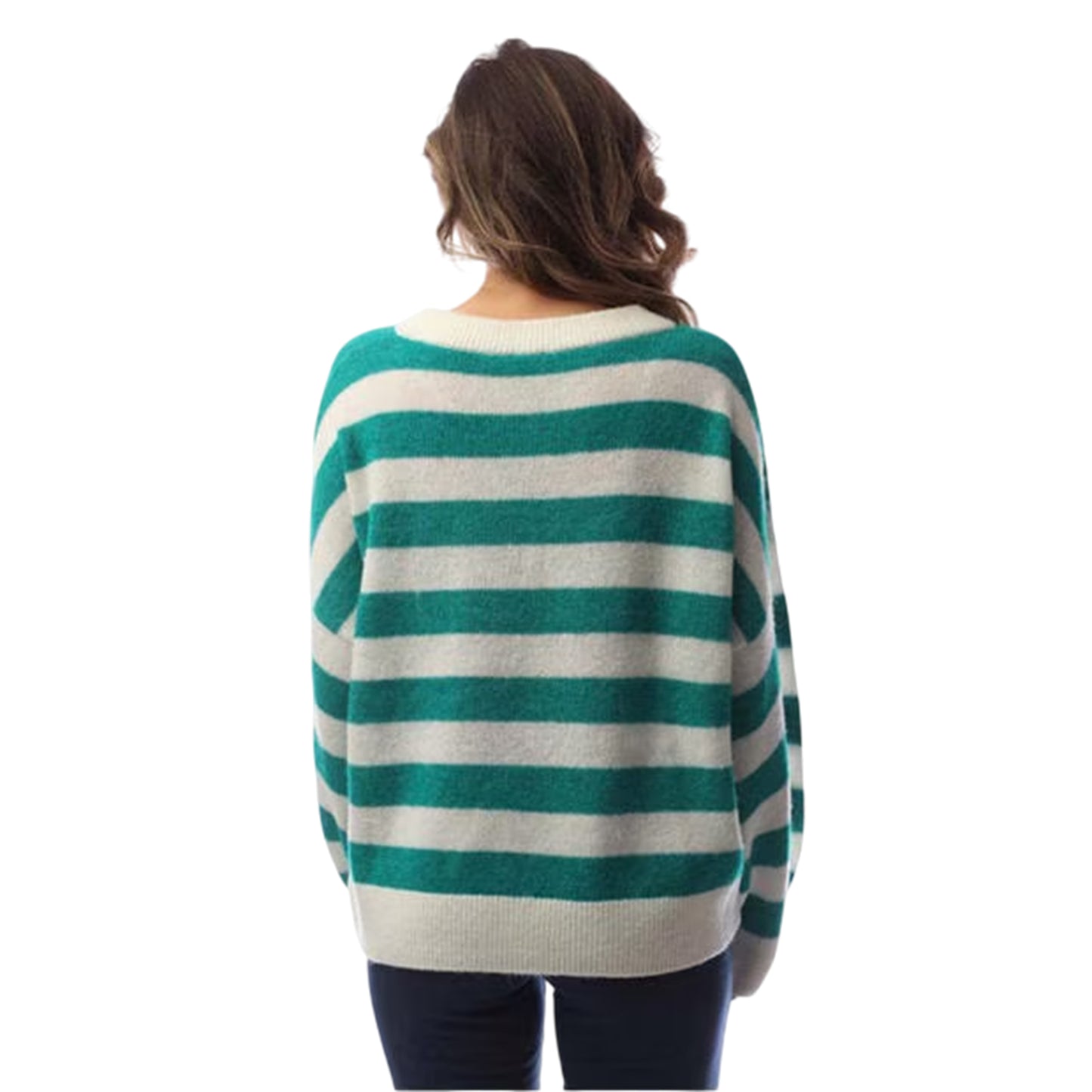 Brown - Back - Boss Womens-Ladies Knitted Relaxed Fit Drop Sleeve Sweater Top