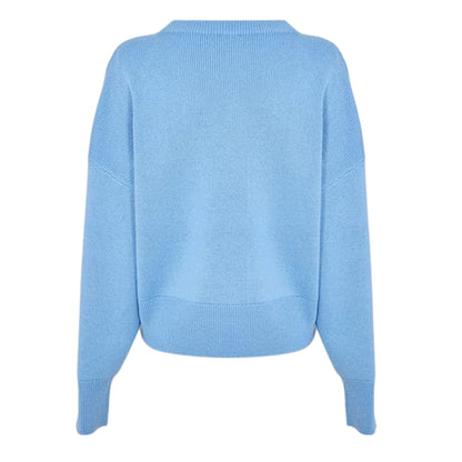 Pastel Blue - Back - Hugo Womens-Ladies Plain Drop Shoulder Relaxed Fit Sweater Top