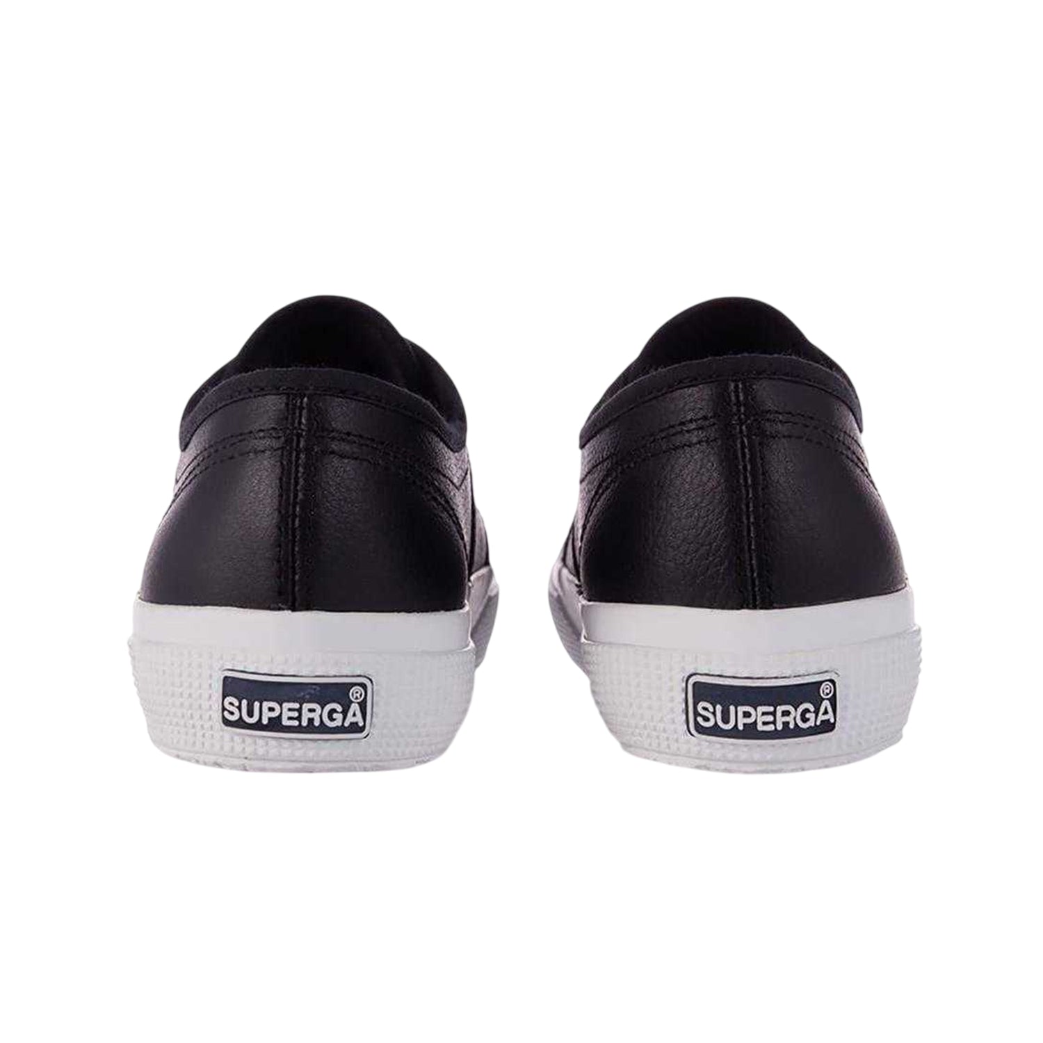 Black-White - Back - Superga Womens-Ladies 2750 Nappa Leather Trainers