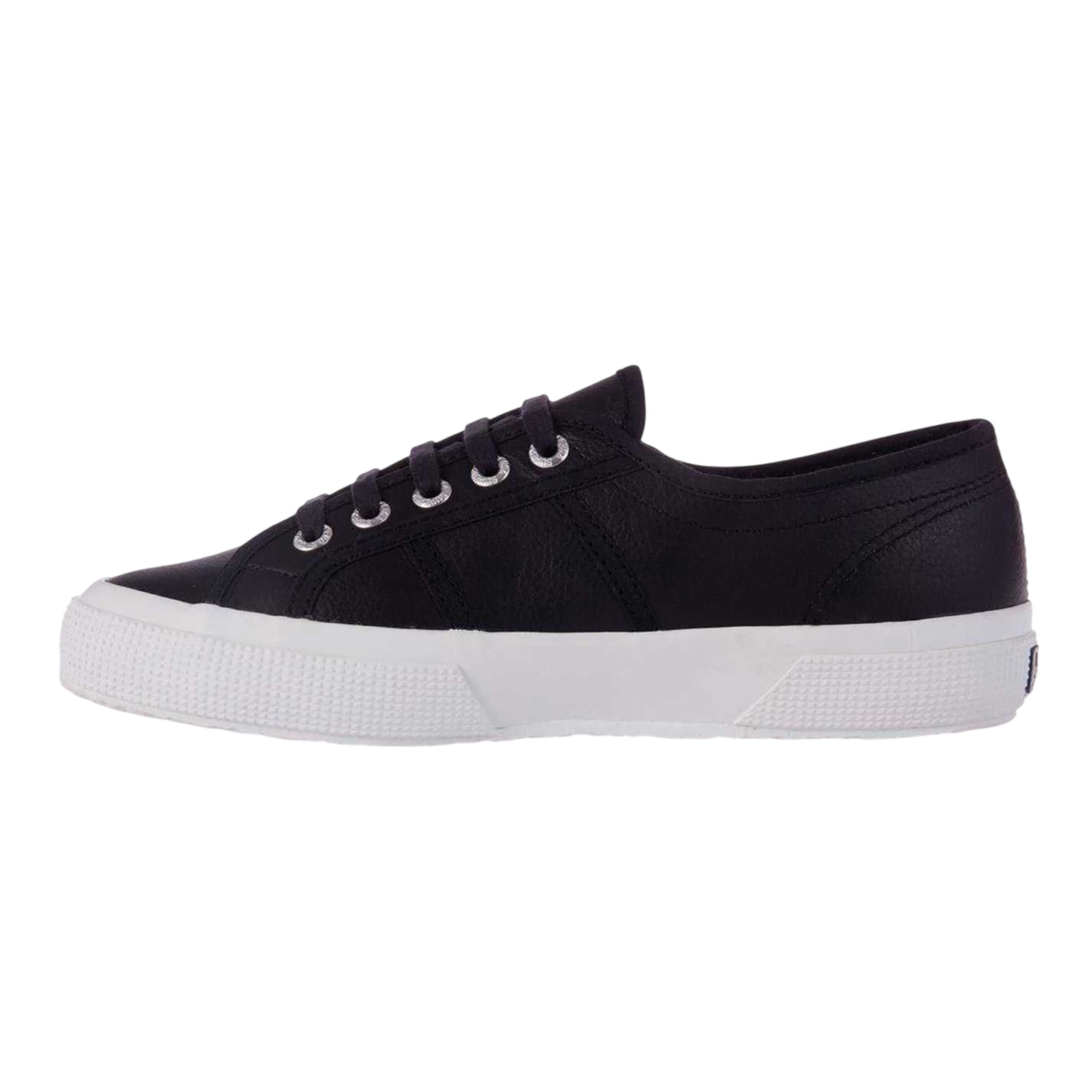 Black-White - Side - Superga Womens-Ladies 2750 Nappa Leather Trainers