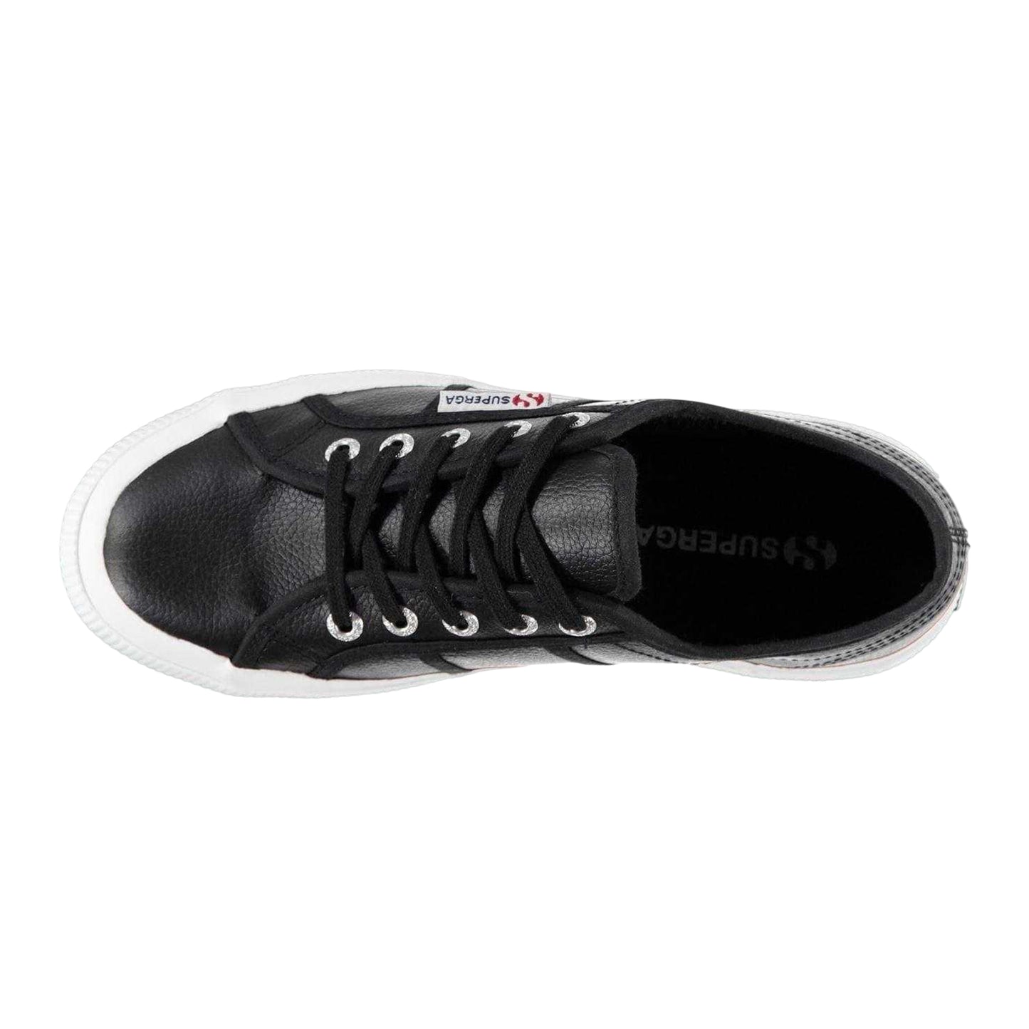 Black-White - Lifestyle - Superga Womens-Ladies 2750 Nappa Leather Trainers