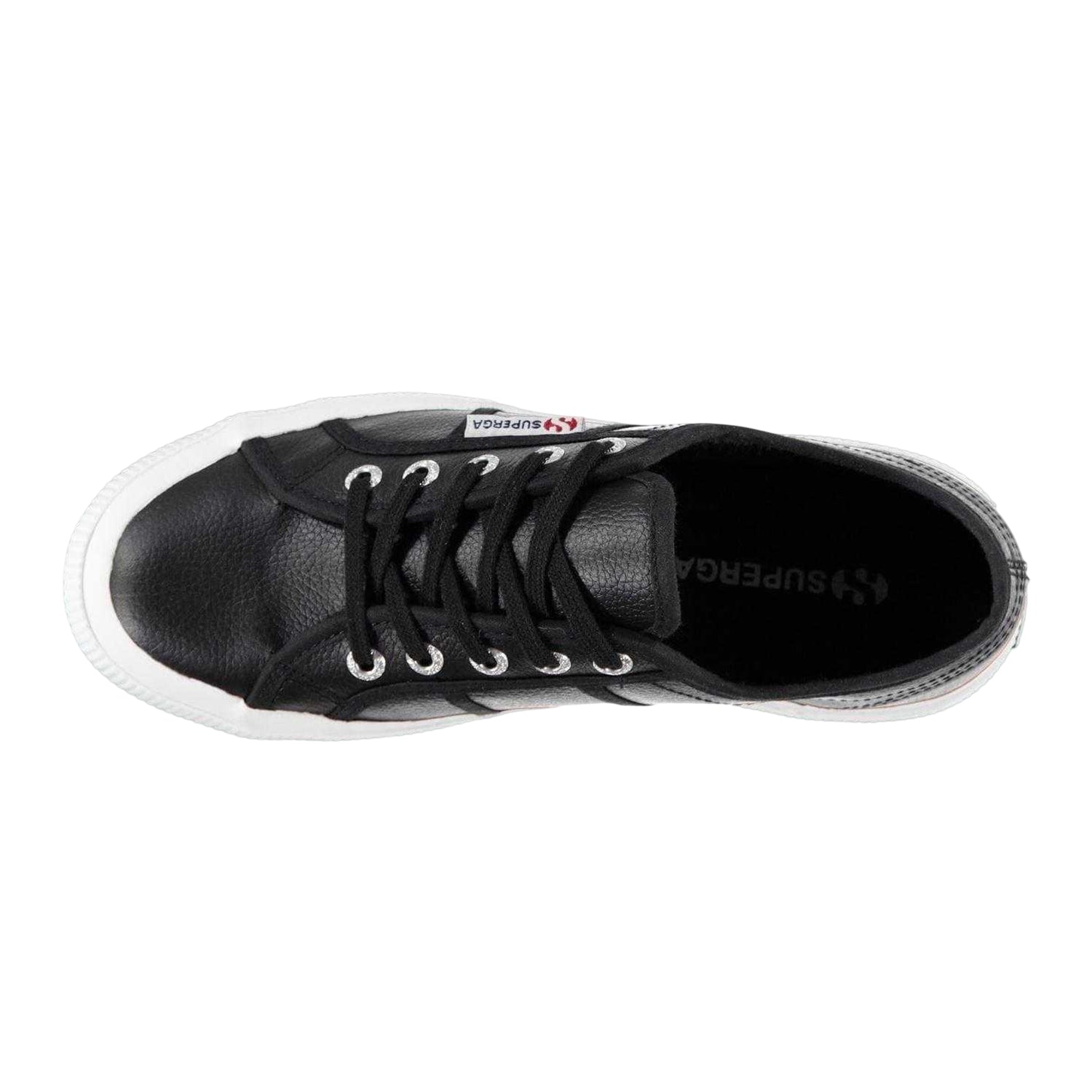Black-White - Lifestyle - Superga Womens-Ladies 2750 Nappa Leather Trainers