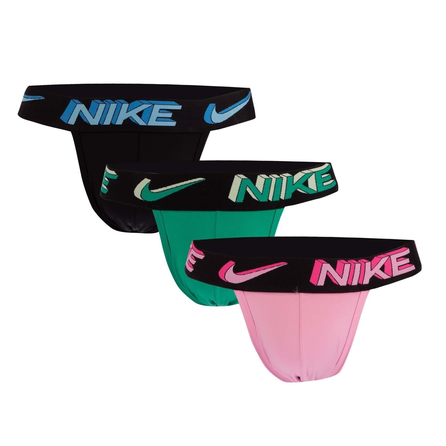 Black-Green-Pink - Front - Nike Mens Jock Strap (Pack of 3)