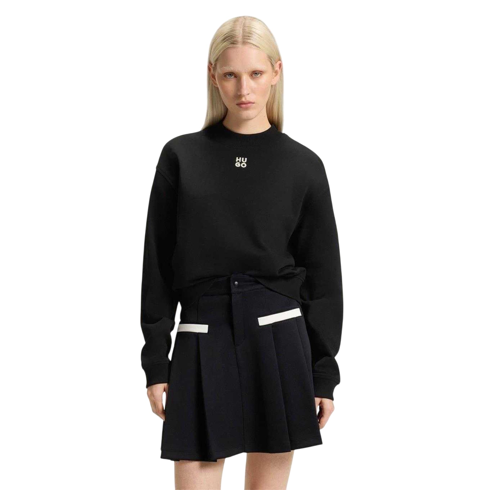 Black - Front - Hugo Boss Womens-Ladies Stacked Logo Regular Sweatshirt