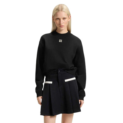 Black - Front - Hugo Boss Womens-Ladies Stacked Logo Regular Sweatshirt