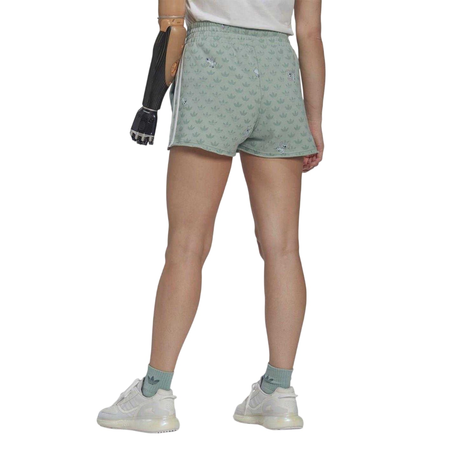 Green - Back - Adidas Womens-Ladies Stitch Sweat Shorts