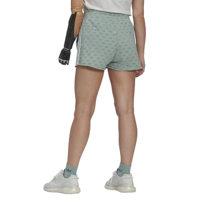 Green - Back - Adidas Womens-Ladies Stitch Sweat Shorts