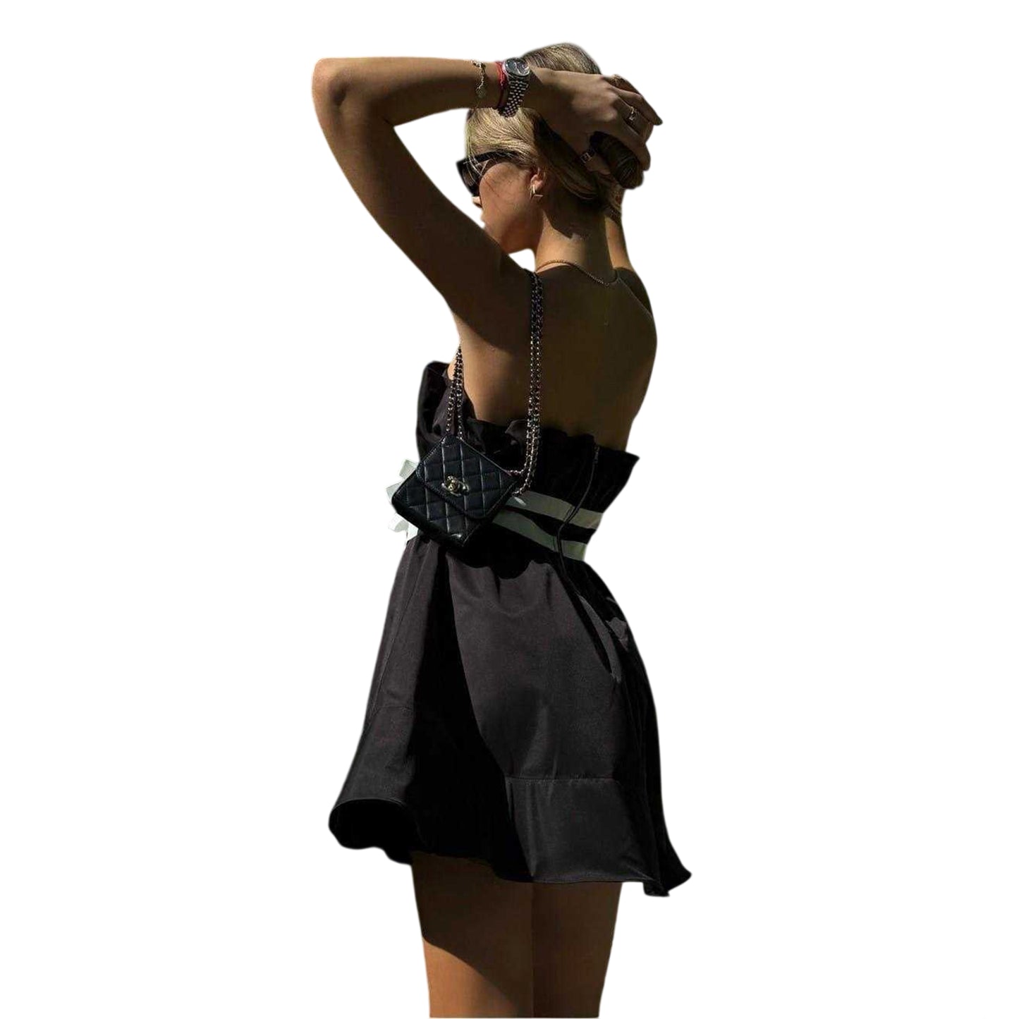 Black - Back - Collective The Label Womens-Ladies Bow Sleeveless Mini Dress