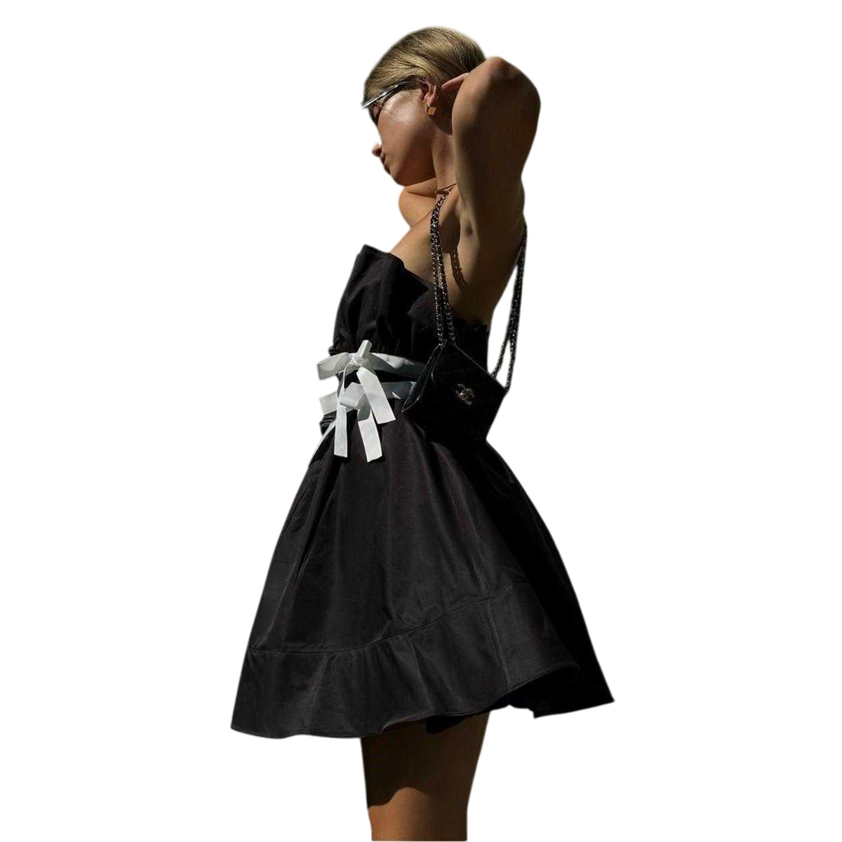 Black - Side - Collective The Label Womens-Ladies Bow Sleeveless Mini Dress
