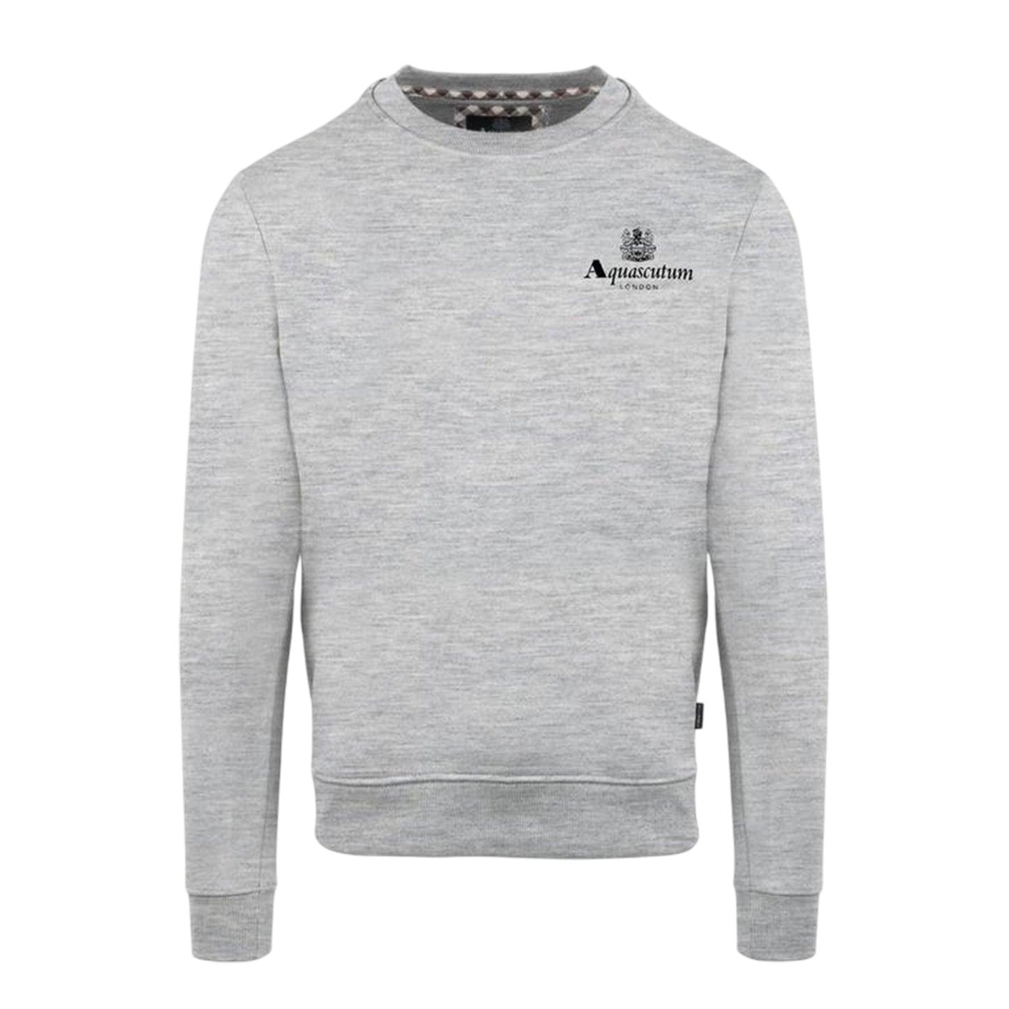 Grey - Front - Aquascutum Mens Small Logo Crew Neck Long-Sleeved Sweatshirt