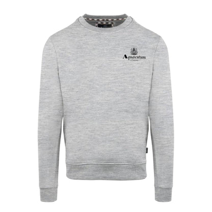 Grey - Front - Aquascutum Mens Small Logo Crew Neck Long-Sleeved Sweatshirt