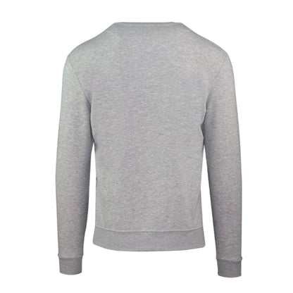 Grey - Back - Aquascutum Mens Small Logo Crew Neck Long-Sleeved Sweatshirt