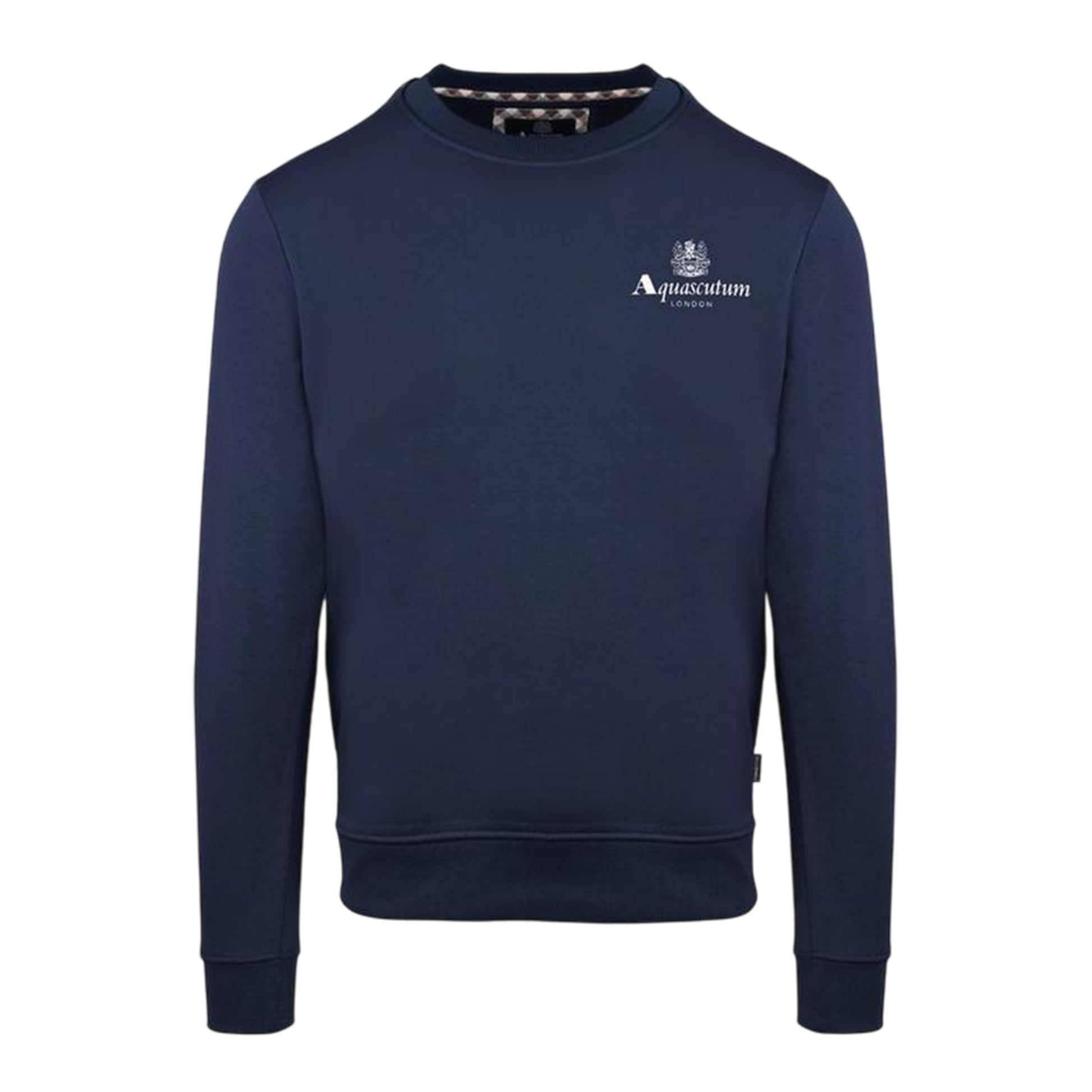 Navy - Front - Aquascutum Mens Small Logo Crew Neck Long-Sleeved Sweatshirt