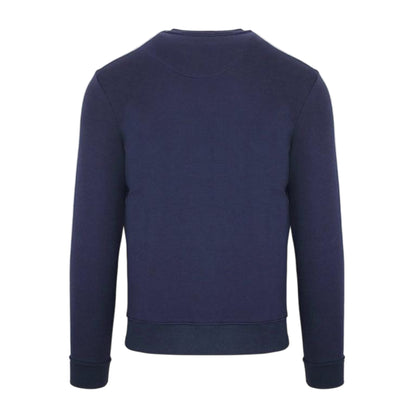 Navy - Back - Aquascutum Mens Small Logo Crew Neck Long-Sleeved Sweatshirt