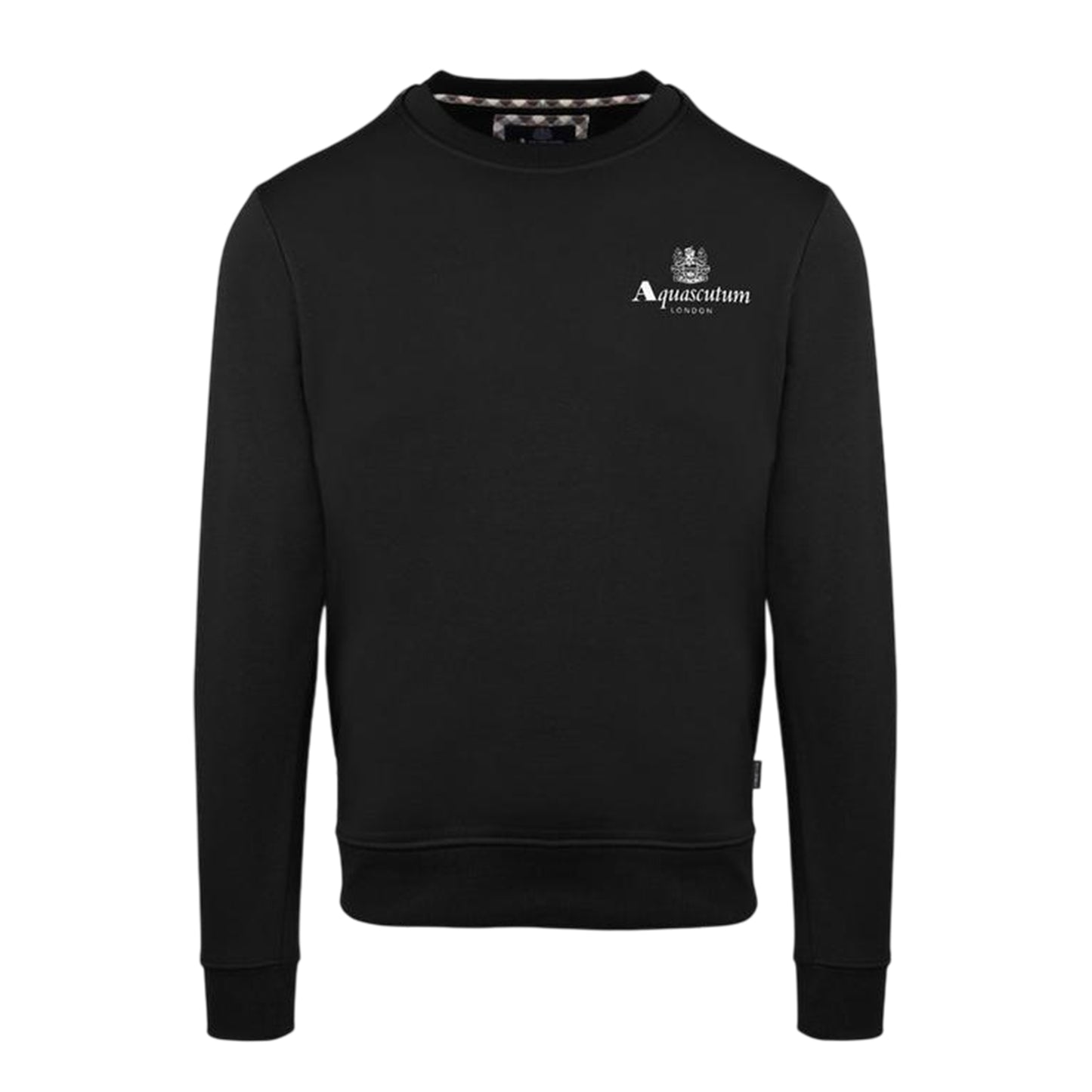 Black - Front - Aquascutum Mens Small Logo Crew Neck Long-Sleeved Sweatshirt