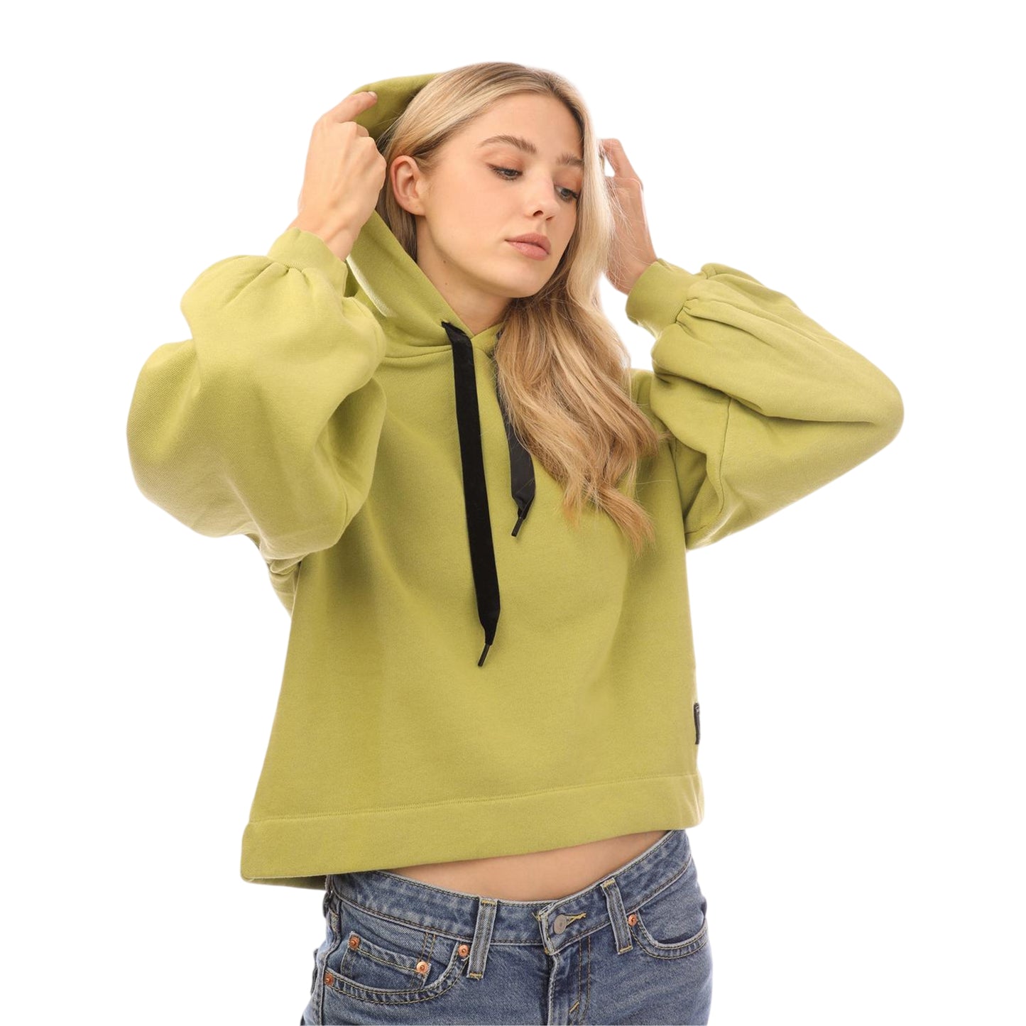 Moss - Side - Levis Womens-Ladies Relaxed Fit Balloon Sleeve Hoodie