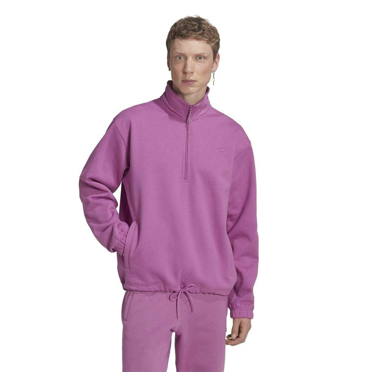 Purple - Side - Adidas Mens Adicolor Contempo Half Zip Sweatshirt